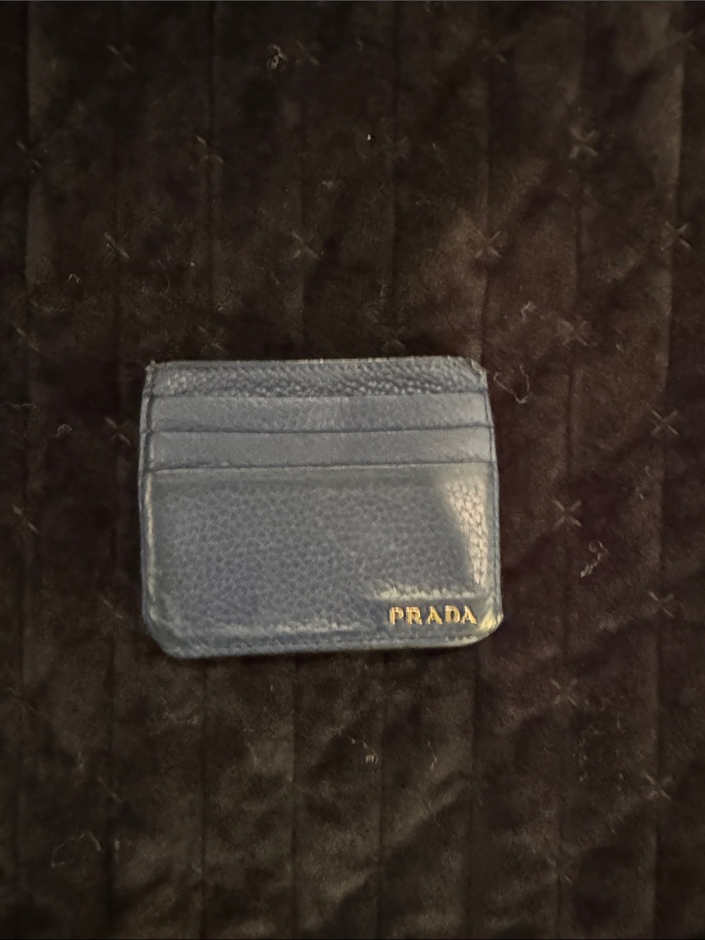 Prada Blue Leather Card Wallet